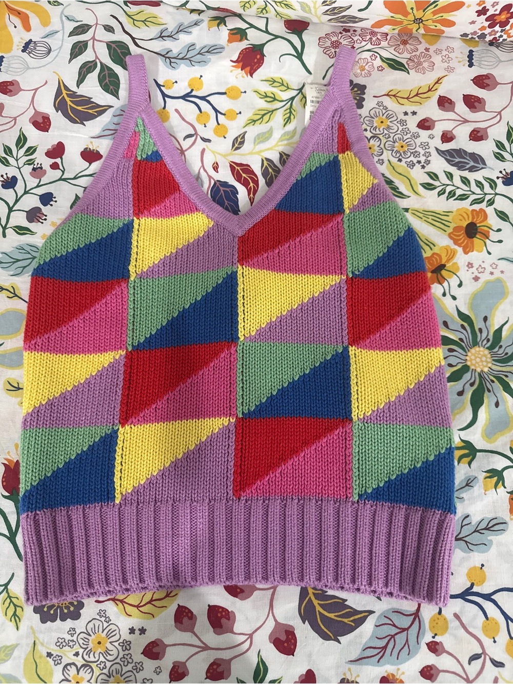 MOTHER Pastel Geometric Knit Tank - Lavender, Yellow, Blue, Mint